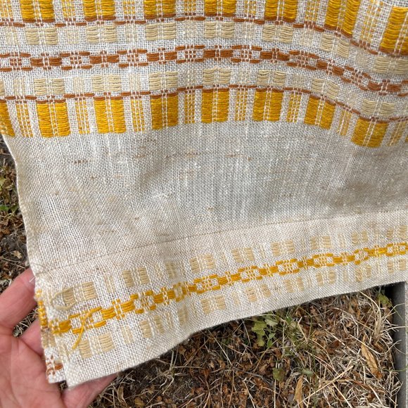 PAIR of Curtain Panels MCM HAND-WOVEN Wool Yellow/Rust/Cream Scandinavia Simple - Picture 11 of 16